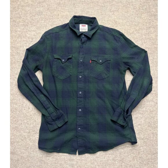 Levi's Other - Levi's Green Plaid Button Down Lightweight Flannel Shirt Men's Small